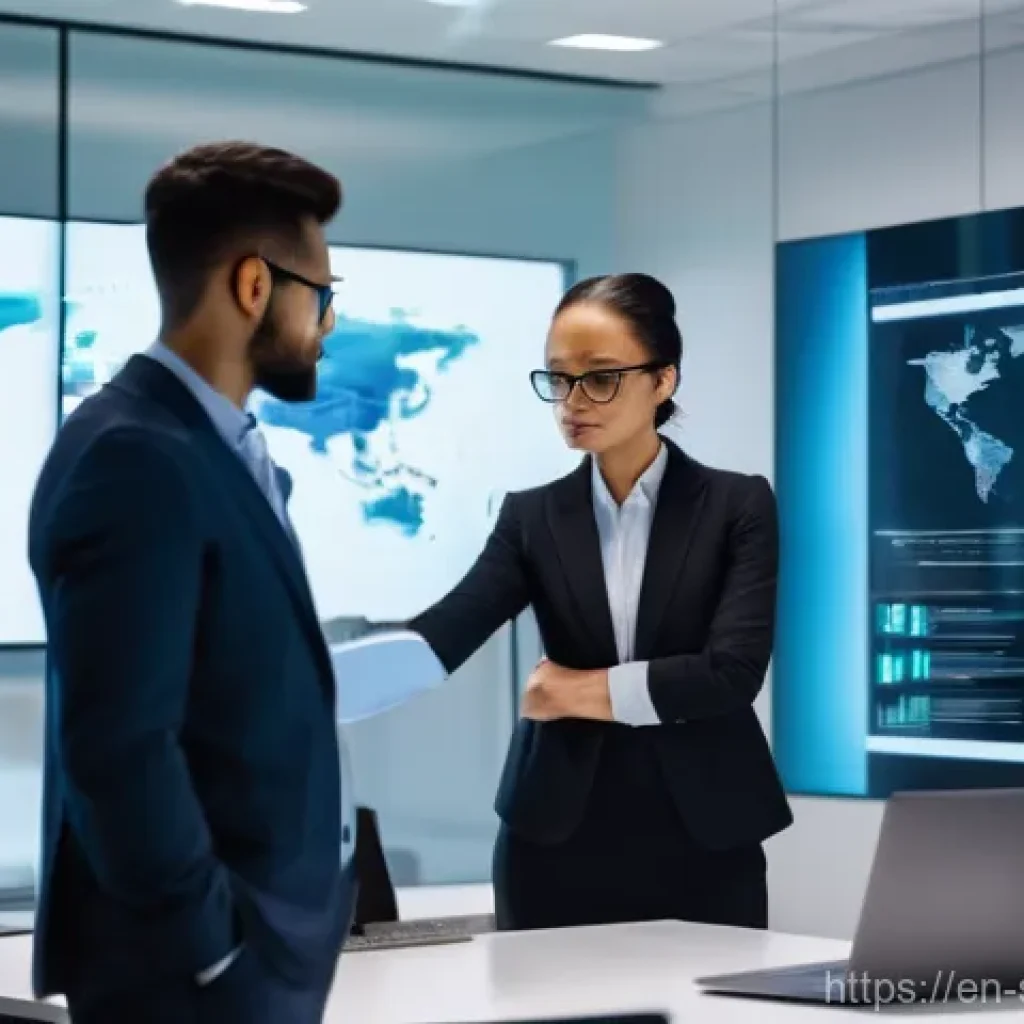 보안솔루션 컨설팅 성공 사례 - **Prompt:** A diverse team of three cybersecurity professionals, two men and one woman, all dressed ...