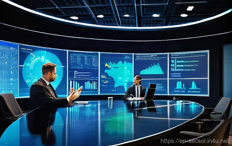 보안 컨설턴트의 비즈니스 의사소통 스킬 - **Prompt 1: Bridging the Gap in the Boardroom**
A highly professional and diverse cybersecurity ...